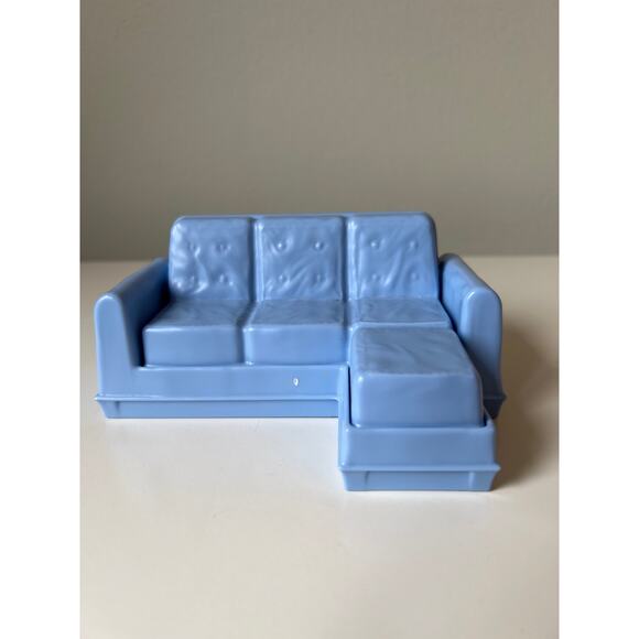 Fisher-Price Loving Family Blue Sectional Sofa Couch Loveseat Lounge Dollhouse - Picture 1 of 6
